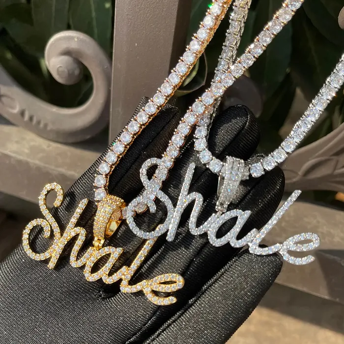 The Icetruck Necklaces Custom Diamond Cursive Font Pendant The Icetruck Necklaces Custom Diamond Cursive Font Pendant
