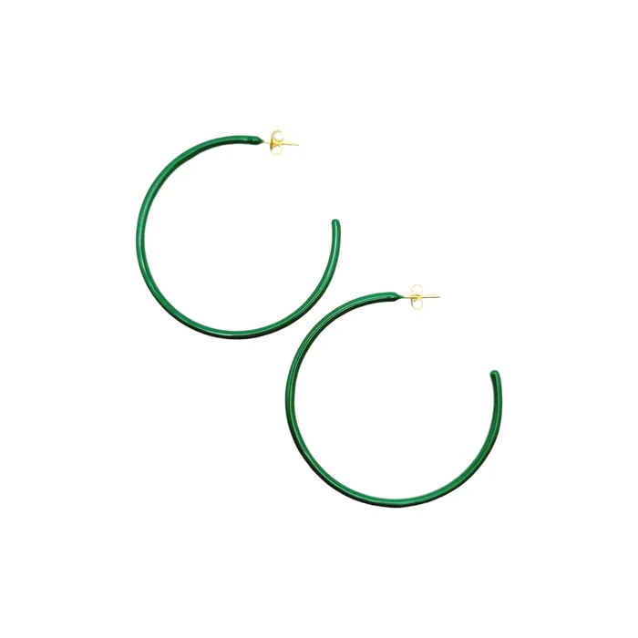 THIN HOOP Forest Green Love Ko Jewelry Earrings