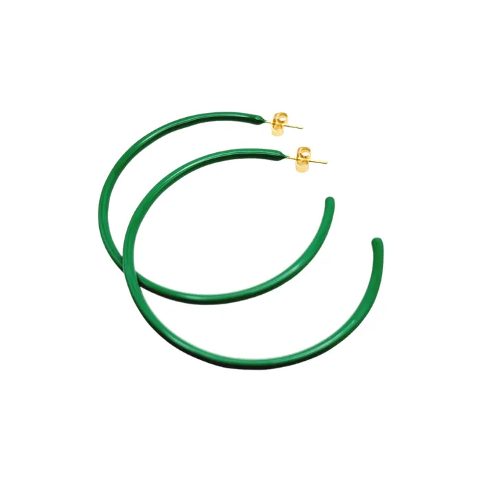 THIN HOOP Forest Green Love Ko Jewelry Earrings