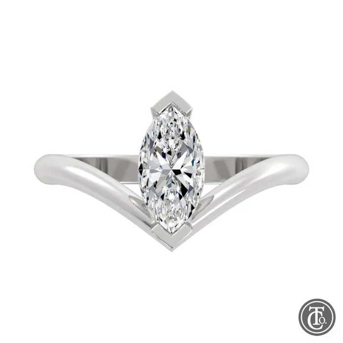 Thollot Co Rings Marquise Chevron Solitaire SemiMount Engagement Ring