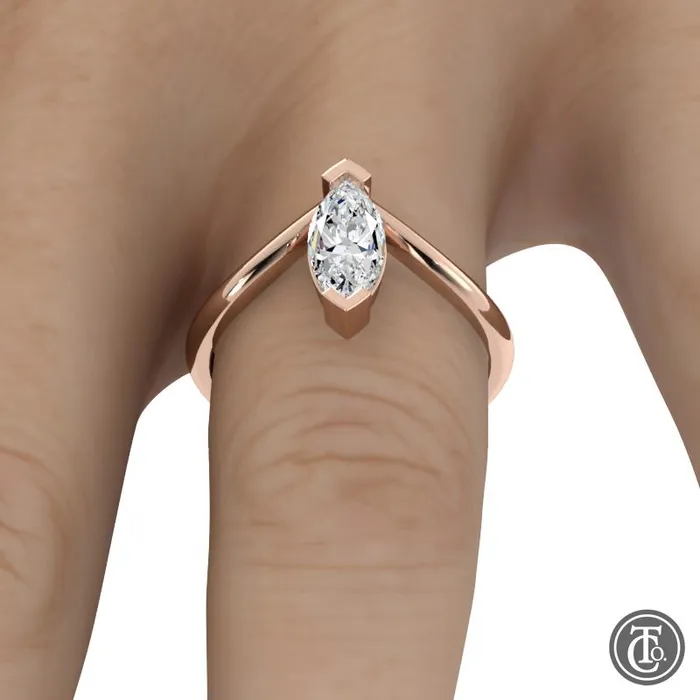 Thollot Co Rings Marquise Chevron Solitaire SemiMount Engagement Ring