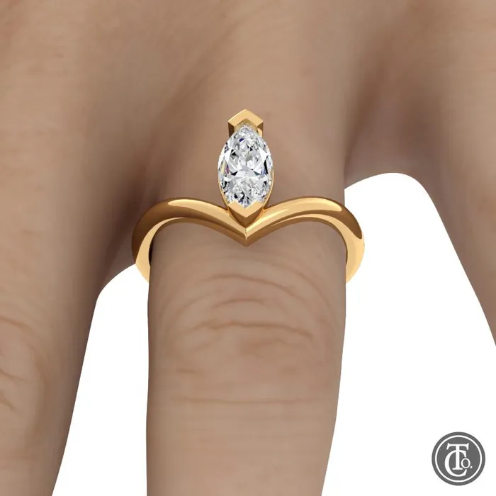 Thollot Co Rings Marquise Chevron Solitaire SemiMount Engagement Ring