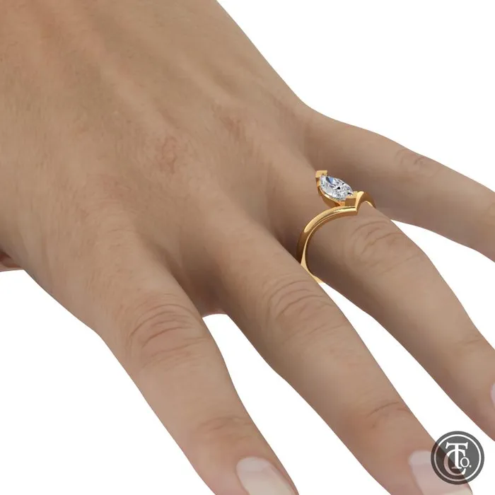 Thollot Co Rings Marquise Chevron Solitaire SemiMount Engagement Ring