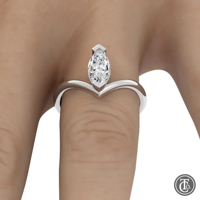 Thollot Co Rings Marquise Chevron Solitaire SemiMount Engagement Ring