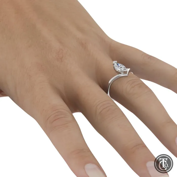 Thollot Co Rings Marquise Chevron Solitaire SemiMount Engagement Ring