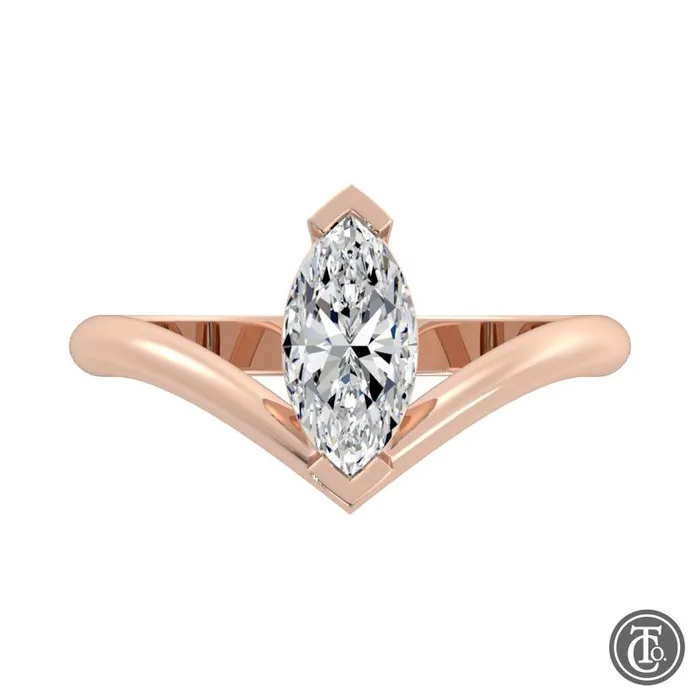 Thollot Co Rings Marquise Chevron Solitaire SemiMount Engagement Ring