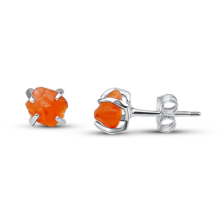 Tiny Raw Carnelian Stud Earrings Uniquelan Jewelry Earrings