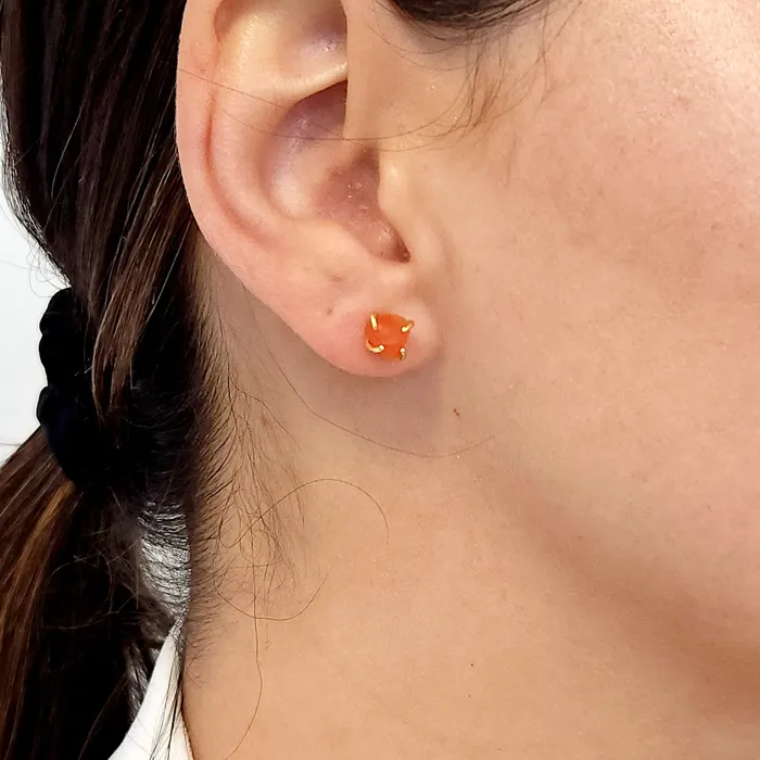 Tiny Raw Carnelian Stud Earrings Uniquelan Jewelry Earrings