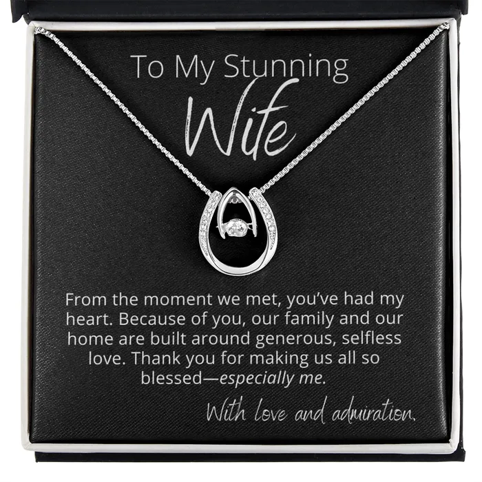 To My Stunning Wife Thank you Lucky In Love Pendant Necklace The Perfect Gift ShineOn Fulfillment Necklaces