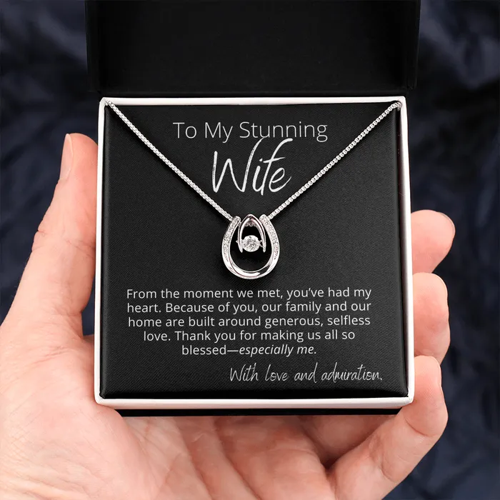To My Stunning Wife Thank you Lucky In Love Pendant Necklace The Perfect Gift ShineOn Fulfillment Necklaces