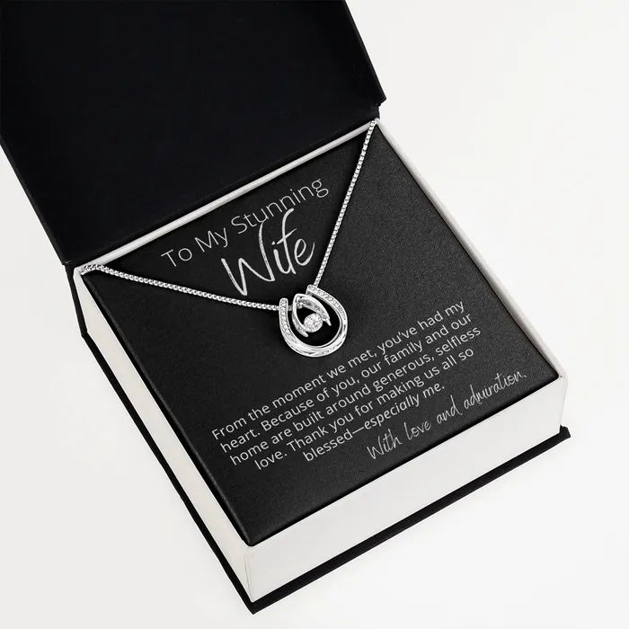 To My Stunning Wife Thank you Lucky In Love Pendant Necklace The Perfect Gift ShineOn Fulfillment Necklaces