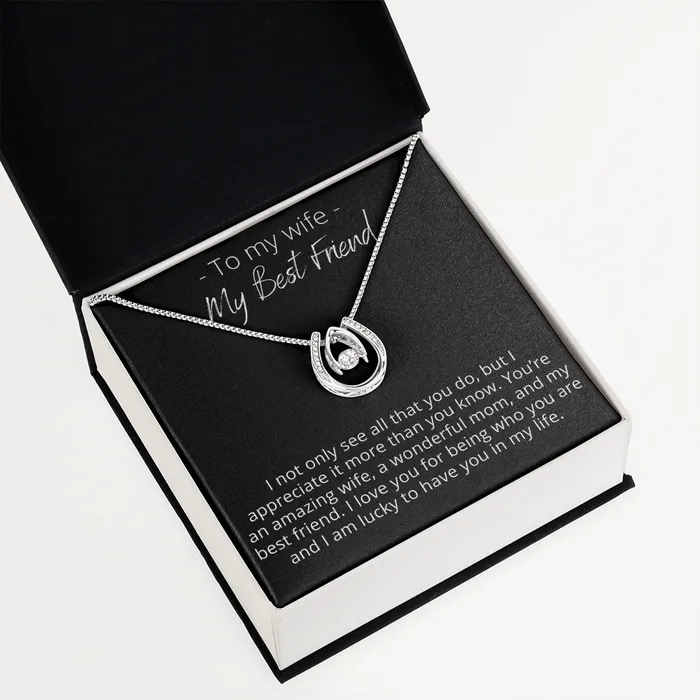 To My Wife My Best Friend Lucky In Love Pendant Necklace The Perfect Gift ShineOn Fulfillment Necklaces