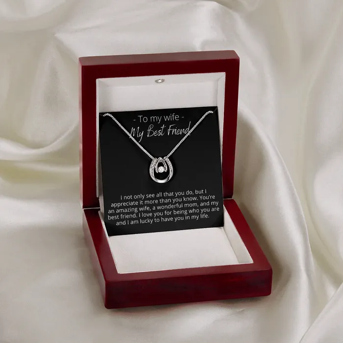 To My Wife My Best Friend Lucky In Love Pendant Necklace The Perfect Gift ShineOn Fulfillment Necklaces