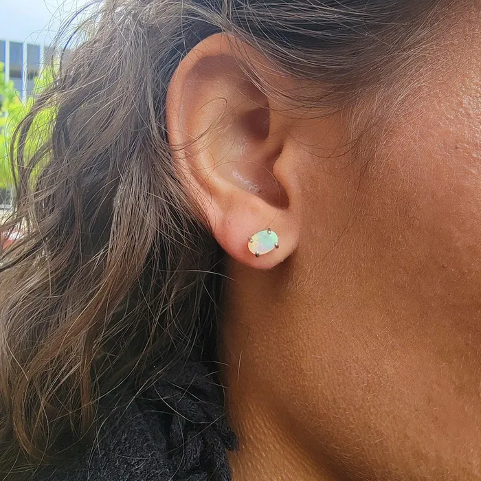 Uniquelan Jewelry Earrings Fire Opal Heart Earrings