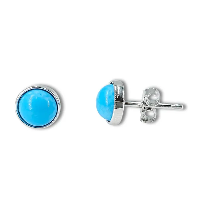 Uniquelan Jewelry Earrings Real Turquoise Bezel Stud Earrings Uniquelan Jewelry Earrings Real Turquoise Bezel Stud Earrings