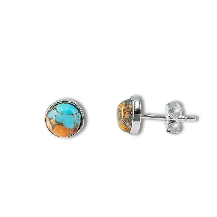 Uniquelan Jewelry Earrings Real Turquoise Bezel Stud Earrings Uniquelan Jewelry Earrings Real Turquoise Bezel Stud Earrings