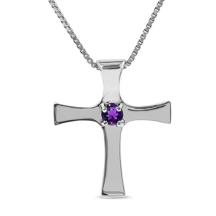 Uniquelan Jewelry Necklaces Real Amethyst Cross Necklace
