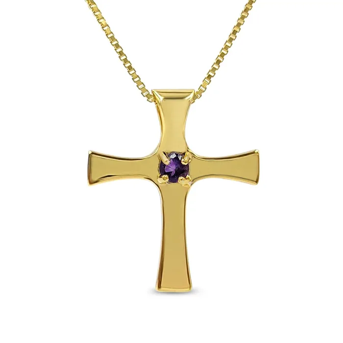 Uniquelan Jewelry Necklaces Real Amethyst Cross Necklace