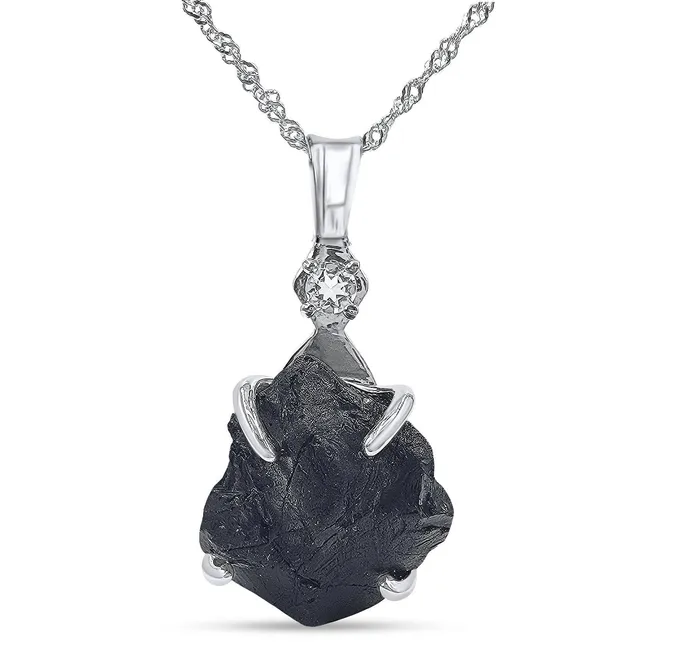 Uniquelan Jewelry Raw Black Spinel Necklace Necklaces