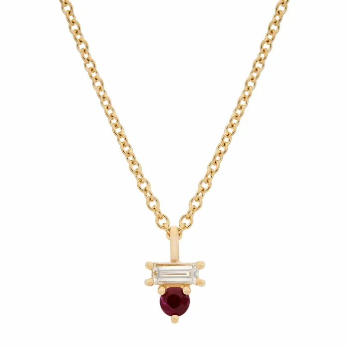 Valerie Madison Fine Jewelry Necklaces Garnet Diamond Baguette Necklace