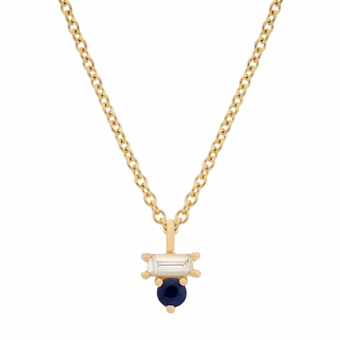 Valerie Madison Fine Jewelry Necklaces Sapphire Diamond Baguette Necklace