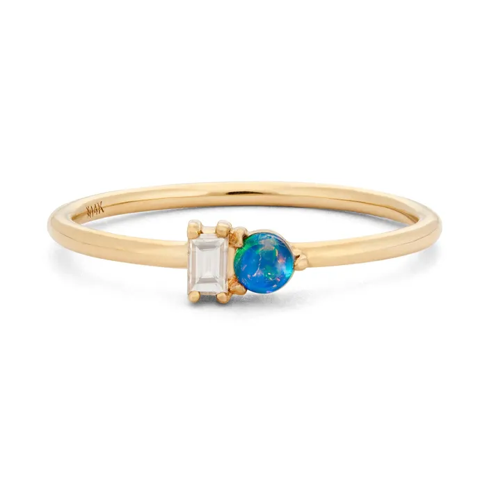 Valerie Madison Fine Jewelry Rings Opal Diamond Baguette Ring