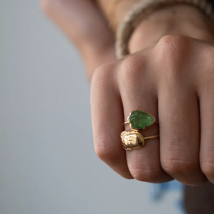 Vivien Frank Designs Gold Tsavorit Leaf ring Rings