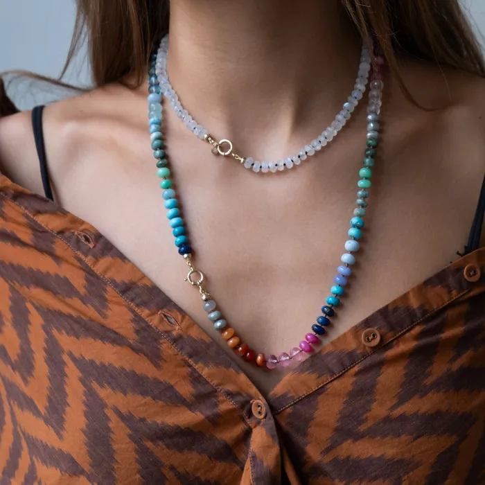 Vivien Frank Designs Necklaces 14k gold Rainbow gemstone candy necklace
