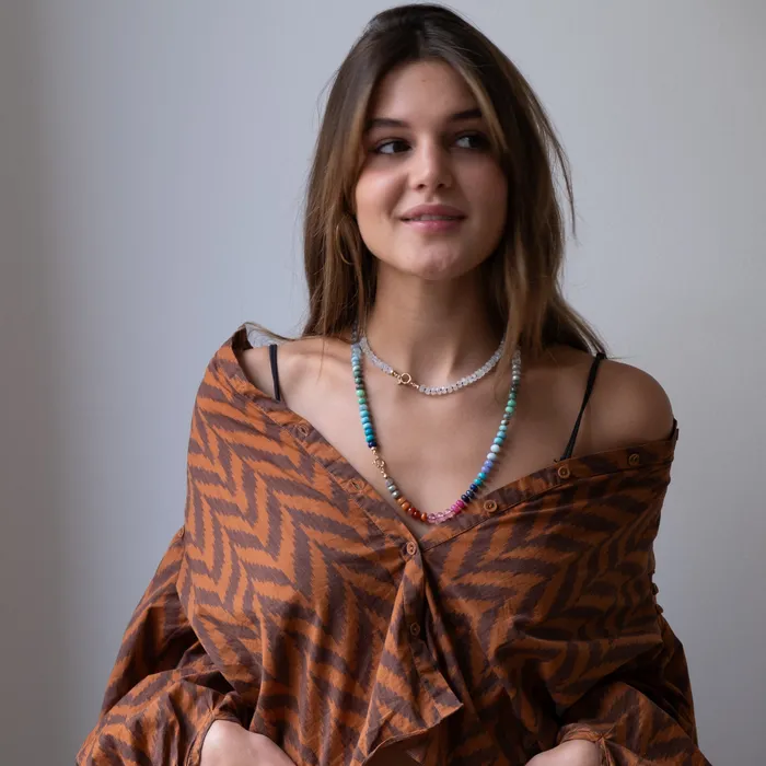 Vivien Frank Designs Necklaces 14k gold Rainbow gemstone candy necklace Vivien Frank Designs Necklaces 14k gold Rainbow gemstone candy necklace