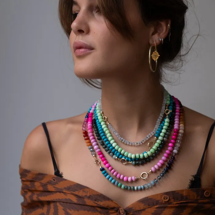 Vivien Frank Designs Necklaces 14k gold Rainbow gemstone candy necklace Vivien Frank Designs Necklaces 14k gold Rainbow gemstone candy necklace