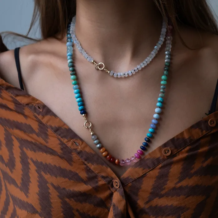 Vivien Frank Designs Necklaces 14k gold Rainbow gemstone candy necklace Vivien Frank Designs Necklaces 14k gold Rainbow gemstone candy necklace