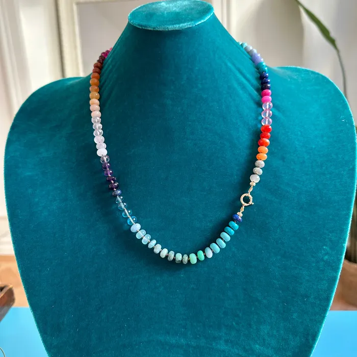 Vivien Frank Designs Necklaces 14k gold Rainbow gemstone candy necklace Vivien Frank Designs Necklaces 14k gold Rainbow gemstone candy necklace