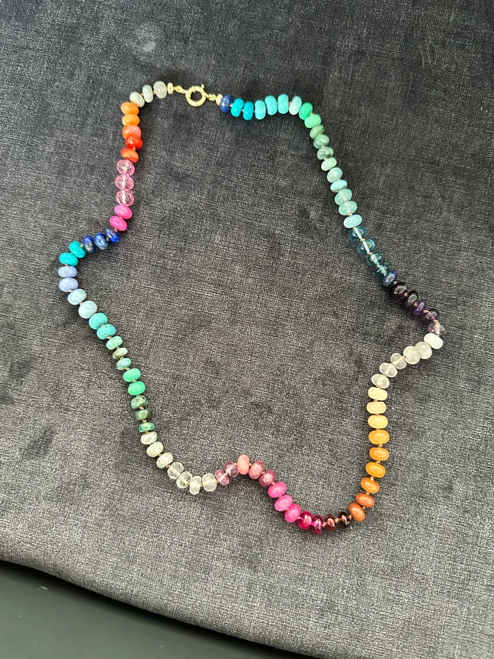 Vivien Frank Designs Necklaces 14k gold Rainbow gemstone candy necklace Vivien Frank Designs Necklaces 14k gold Rainbow gemstone candy necklace
