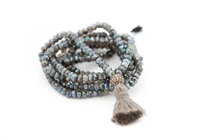 Vivien Frank Long labradorite necklace with diamond and tassel Necklaces