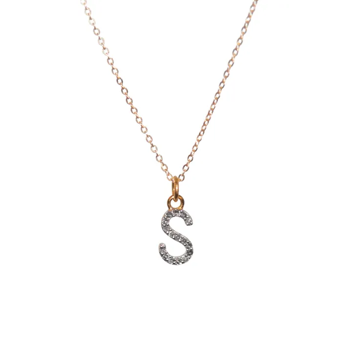 Vivien Frank Necklaces 14k solid gold Diamond Initial Necklace AZ large