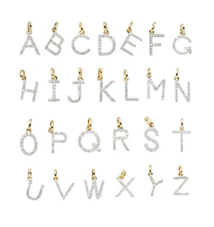 Vivien Frank Necklaces 14k solid gold Diamond Initial Necklace AZ large