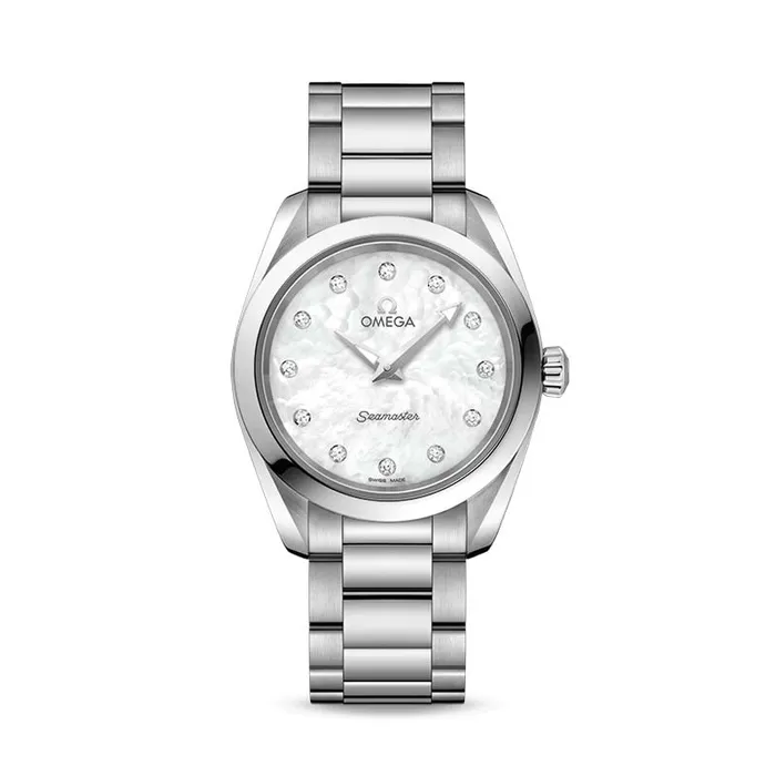 Watches Seamaster Aqua Terra 150M Quartz Mother of Pearl Dial with Diamonds Watch 28mm OMEGA
